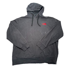 The North Face Hoodie Mens XL Black With Red Box Logo Never Stop Exploring